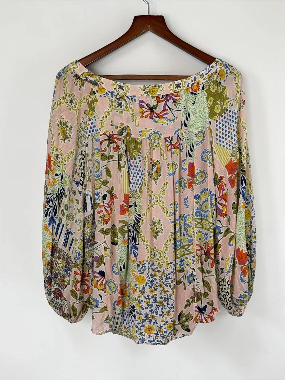 Anthropologie Maeve Boswell Patchwork Floral Blouse Size 14 - Picture 6 of 11
